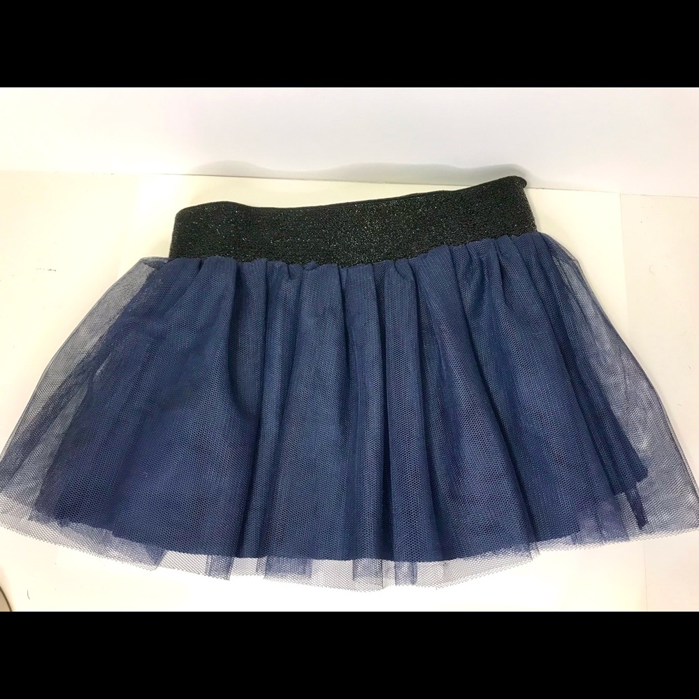 Navy Blue Tulle Skirt with black sparkly elastic waistband in size 3T.